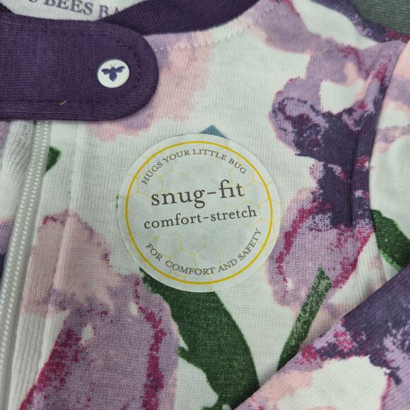 Burts Bees Baby Organic Cotton Baby One Piece Sleeper Floral Multi-Color 18M - Picture 3 of 8